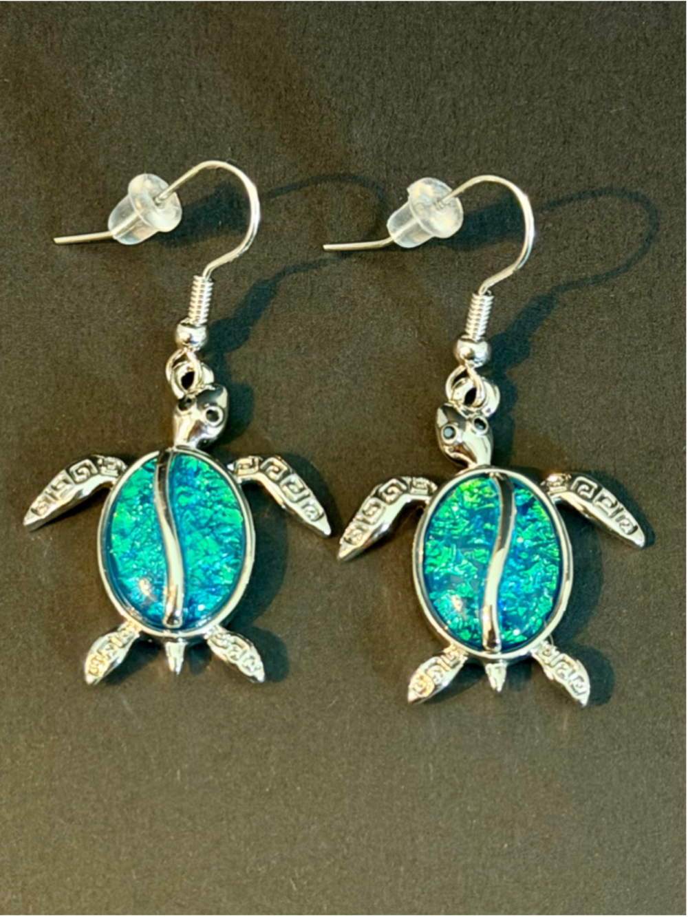 Trendy - Coastal Blue & Silver Periwinkle Turtle Earrings